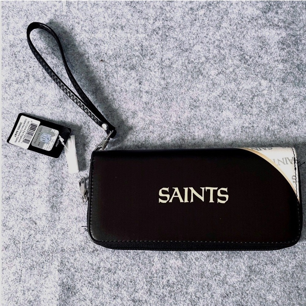 NFL New Orleans Saints Curve Zip Organizer Wallet Black Gold 300902-SANT NWT